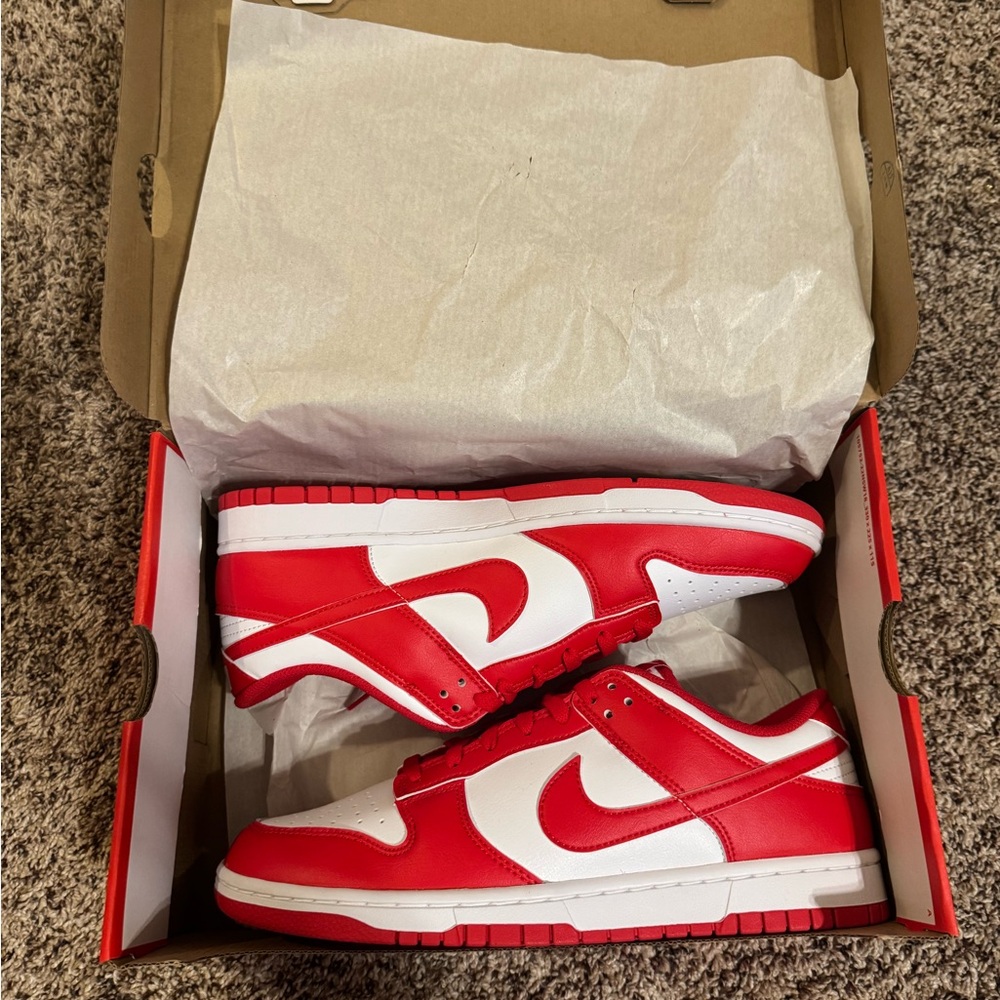 Nike Red and White Sneakers Classic Design